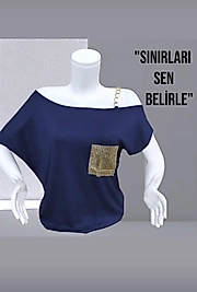 zincir askılı saks mavi  bluz