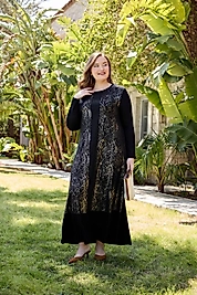 parlak detaylı siyah elbise