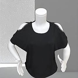 omzu pencereli siyah penye bluz