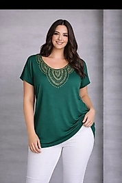 dantel yaka yeşil bluz