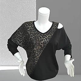 leopar desenli uzun kol bluz