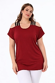 şerit askılı kırmızı bluz