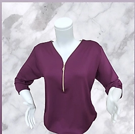 yaka fermuarlı dirsek kol bluz