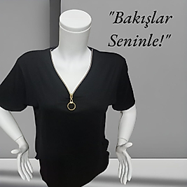 fermuar detaylı bluz