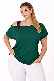 kemer detaylı yeşil bluz