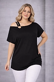 çift askılı siyah bluz