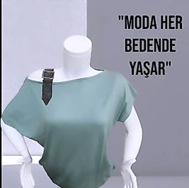kemerli omuz detaylı bluz