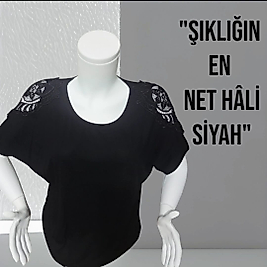 omuz dantelli siyah bluz