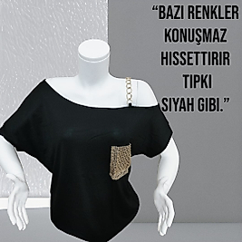 zincir askılı tek omuz siyah bluz
