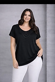 dantel yaka siyah bluz