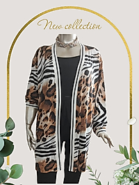 zebra leopar desenli hırka