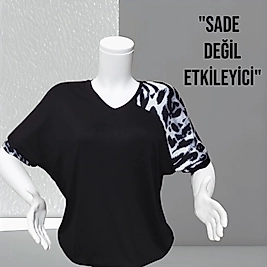 leopar detaylı bluz