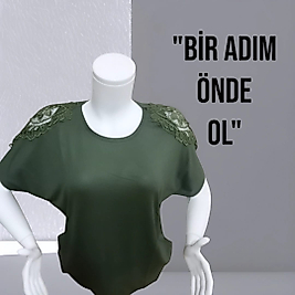 omuz dantelli penye bluz
