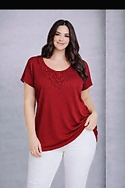 dantel yaka kırmızı bluz