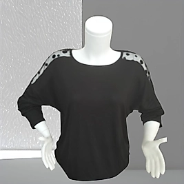 dantel omuz detaylı penye bluz