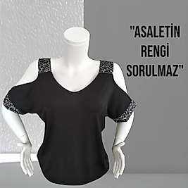 gümüş askı detaylı siyah bluz