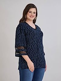 dantel kol detaylı penye bluz