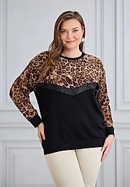 leoparlı yumoş kumaş bluz