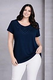 dantel yaka lacivert bluz